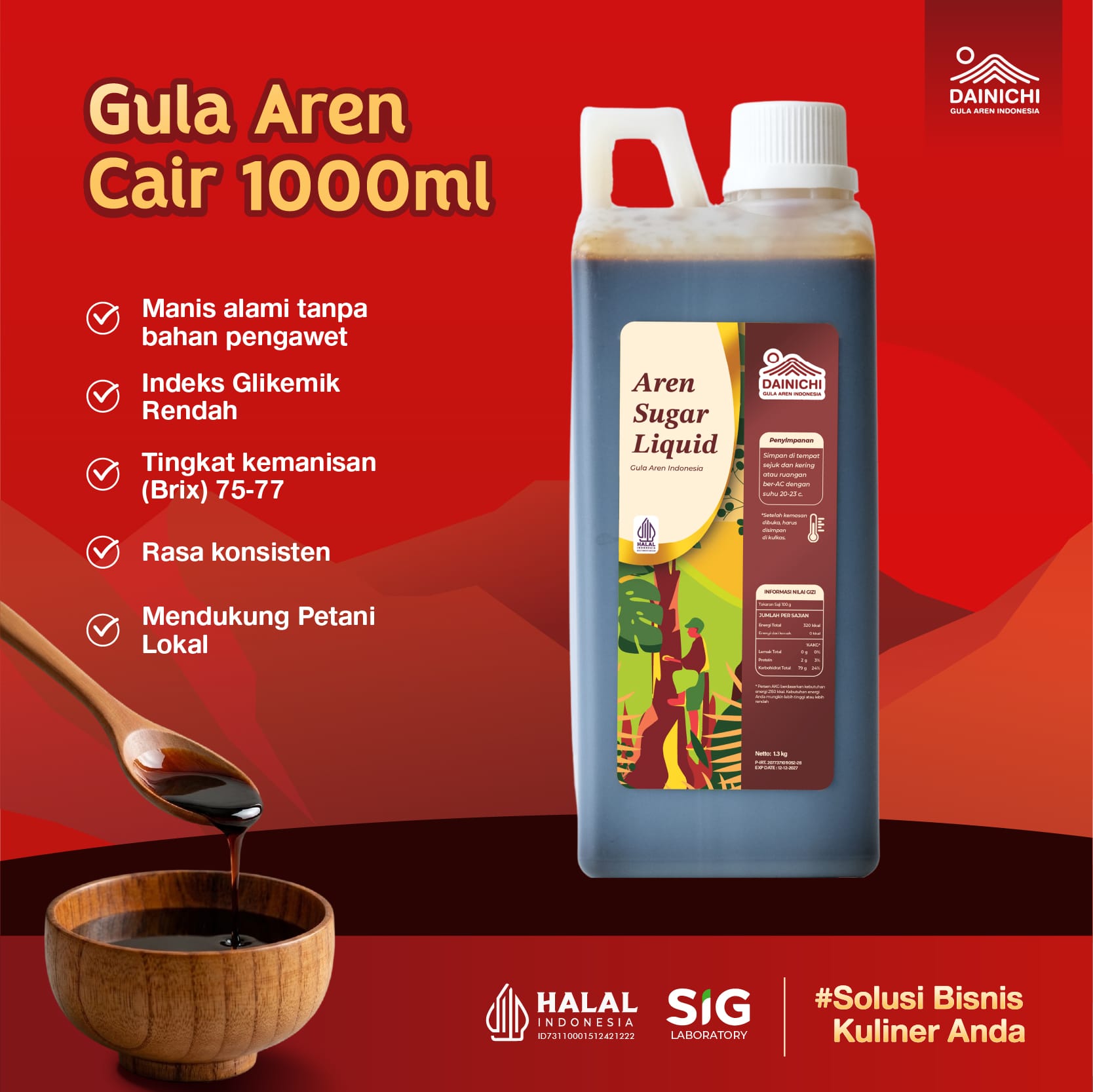 Dainichi Gula Aren Indonesia - Gula Aren Liquid 1 liter