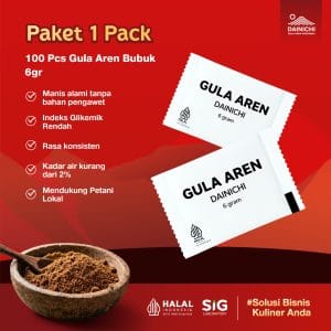Dainichi Gula Aren Indonesia - Gula Aren Powder 6 gr 1 Pack (Isi 100 Pcs)